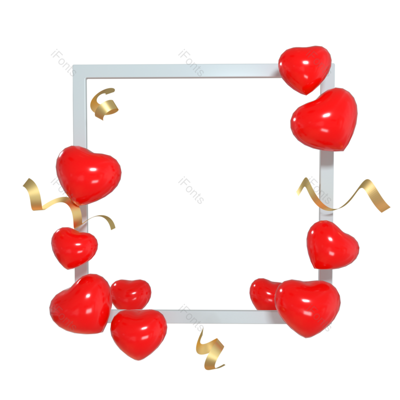 边框图片,3D元素,恋爱PNG,爱情免抠素材
